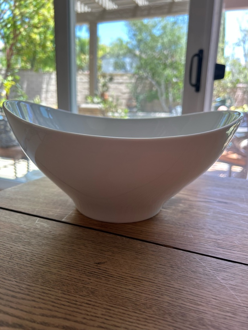 Crate&Barrel White Glossy Ceramic Serving Bowl